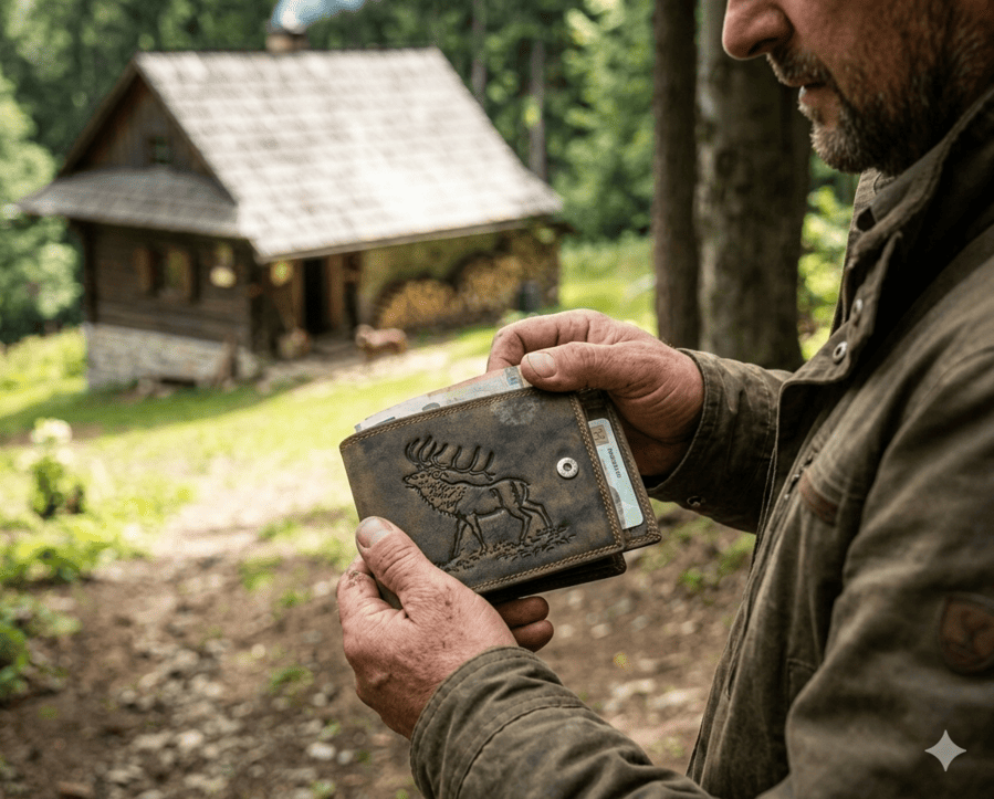 peňaženka pre muža s mot. Jeleň ručiaci mk